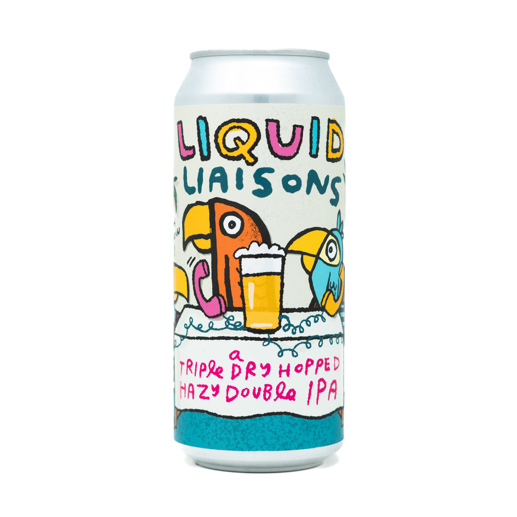 Liquid Liaisons 4pk $24 // Collab w/ @brujos_brewing, @fidensbrewing, & @northparkbeerco - TDH Hazy Double IPA w/ Citra, Citra Incognito, Riwaka, Motueka & NZ Cascade, 8.8% abv