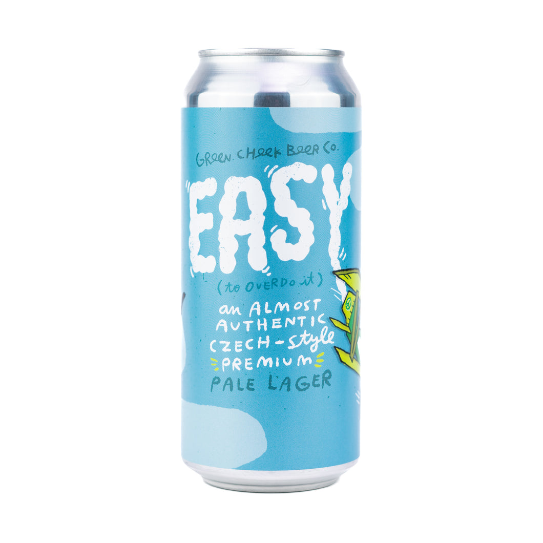 Easy To Overdo It 4pk $14 // An Almost Authentic Czech-Style Premium Pale Lager, 5.4% abv