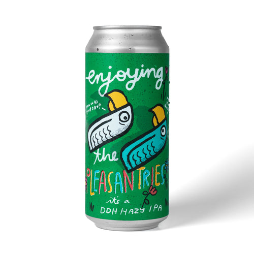 Enjoying The Pleasantries 4pk $20 // DDH Hazy IPA w/ Citra, El Dorado & Peacharine, 7% abv - Canned on 9/9