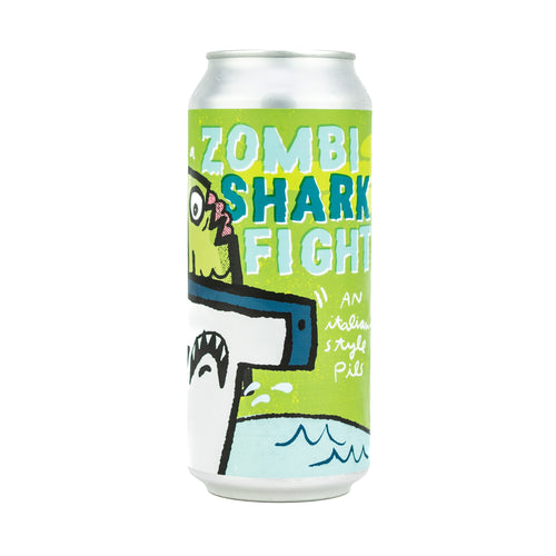 Zombi Shark Fight 4pk $15 // Italian-style Pilsner, 5.2% abv - Canned on 8/27