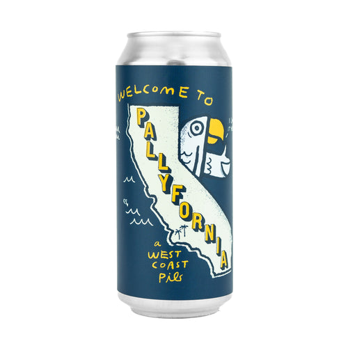 Pallyfornia 4pk $15 // West Coast Pilsner w/ Mosaic, Rakau, & NZ Cascade, 5% abv - Canned on 4/17/25