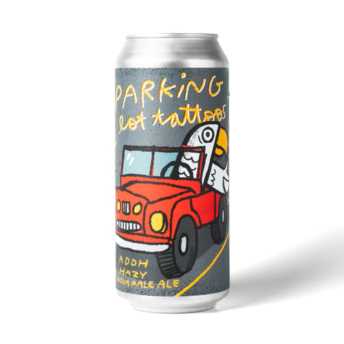 Parking Lot Tattoos 4pk $20 // DDH Hazy IPA w/ Citra, Nelson, Riwaka, & Rakau, 7% abv - Canned on 10/28