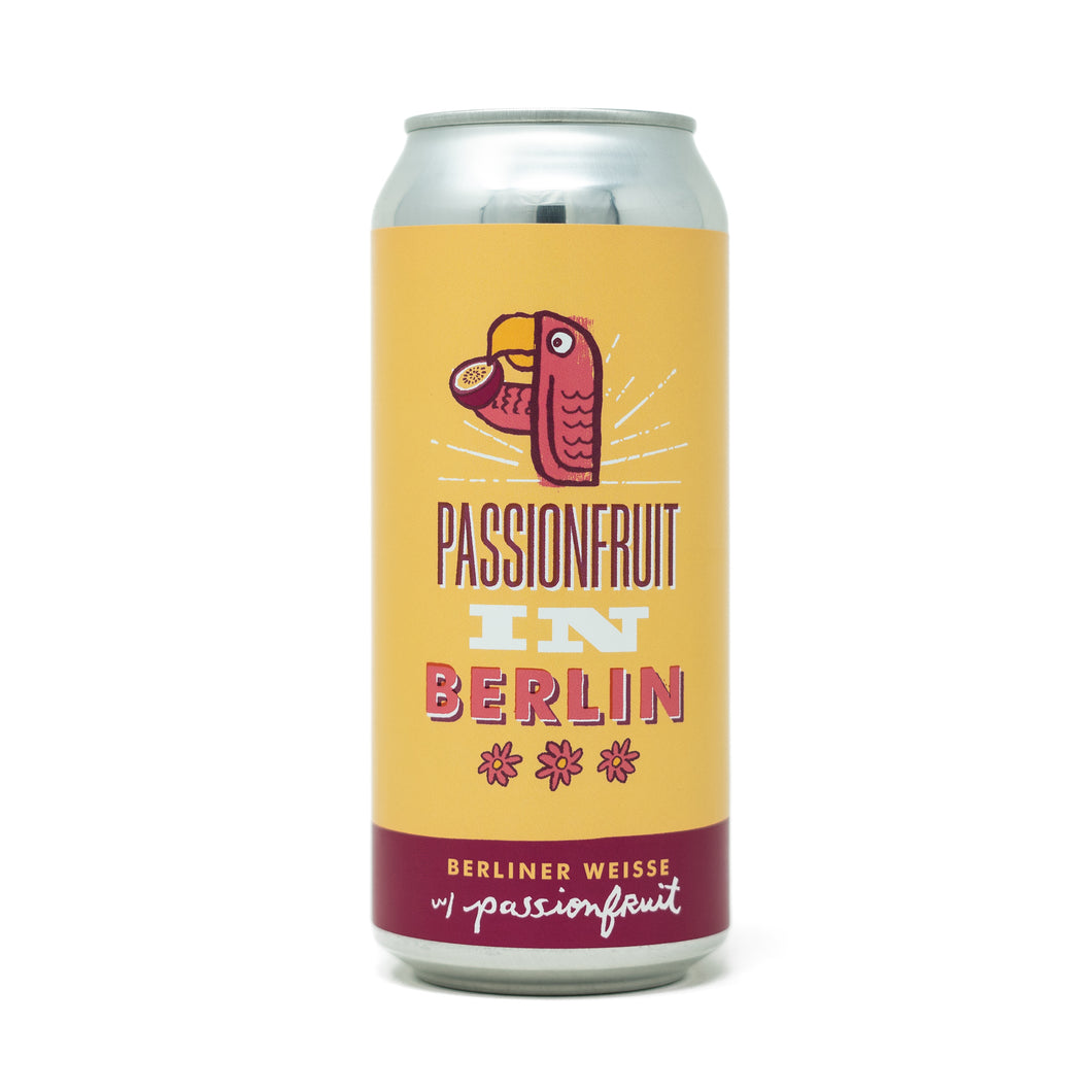 Passionfruit in Berlin 4pk $18 // Berliner Weisse w/ Passionfruit 3.5% abv