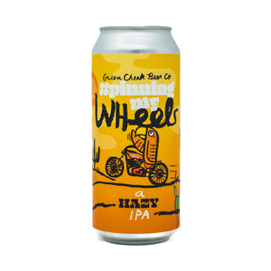 Spinning My Wheels 4pk $18 // Hazy IPA w/ Citra, Citra Cryo & Strata, 7.2% abv