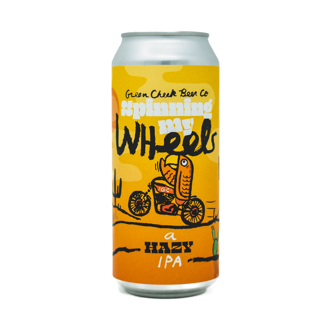 Spinning My Wheels 4pk $18 // Hazy IPA w/ Citra, Citra Cryo & Strata, 7.2% abv