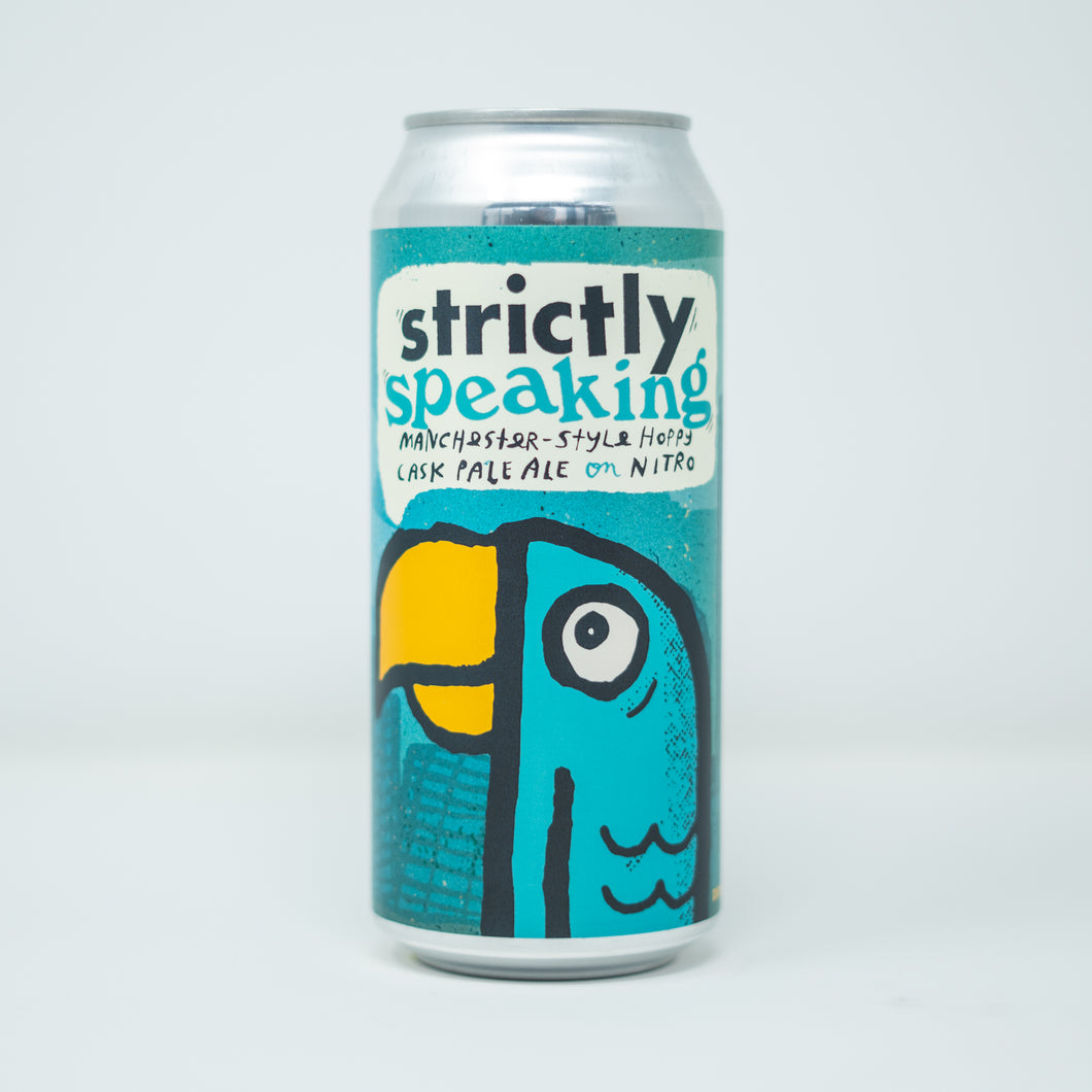 Strictly Speaking 4pk $13 // Manchester-Style Hoppy Cask Ale on Nitro // Collab w/ Track Brewing Co 4.2% abv